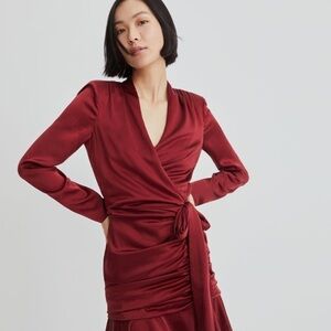 Veronica Beard Deep Red Long Sleeve Dress